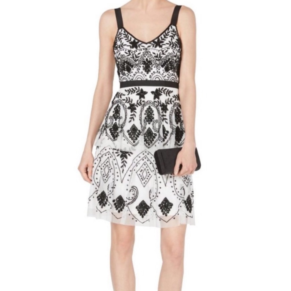 ADRIANNA PAPELL Tier Beaded Dress